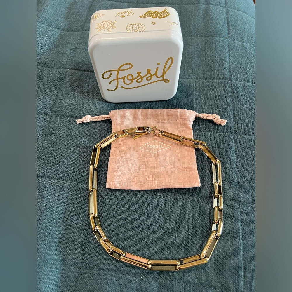 Fossil Archival Core Essentials Gold-Tone Brass Chain Necklace